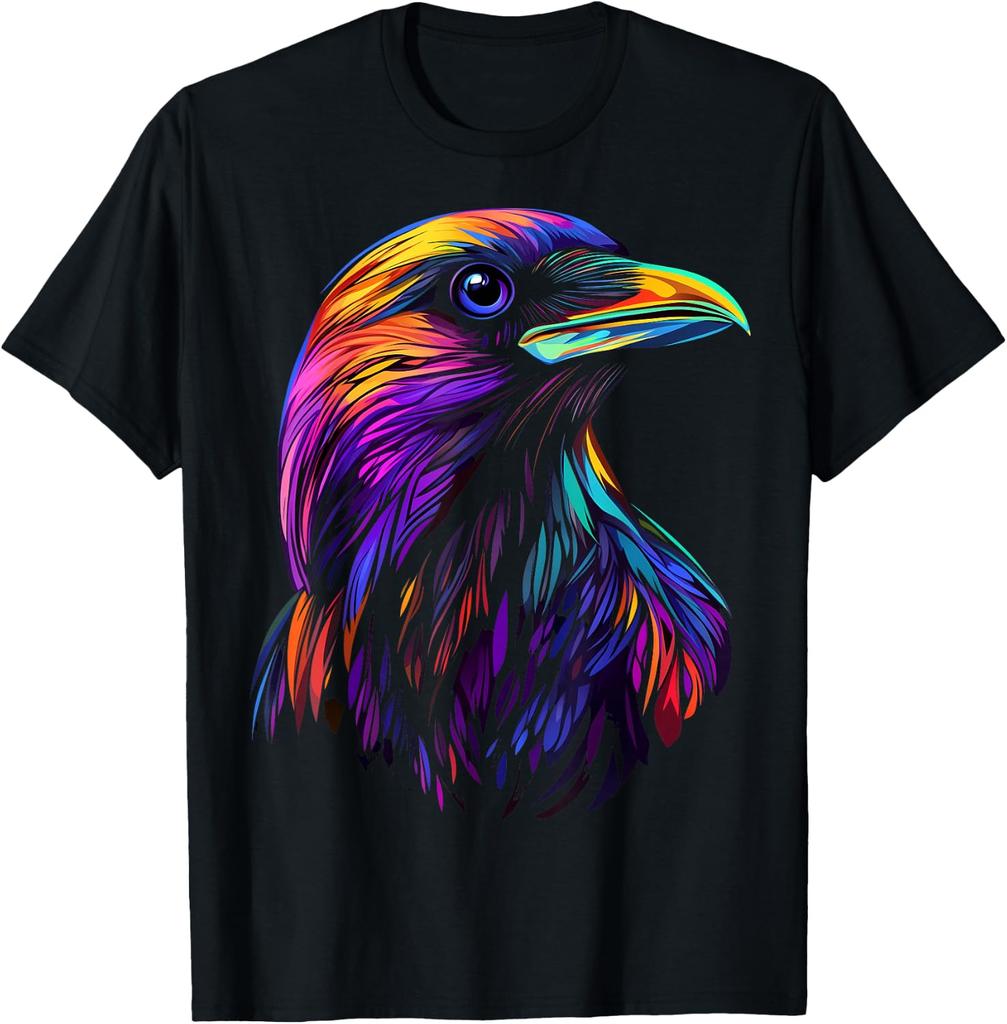 Colorful Raven Art Graphic T-shirt