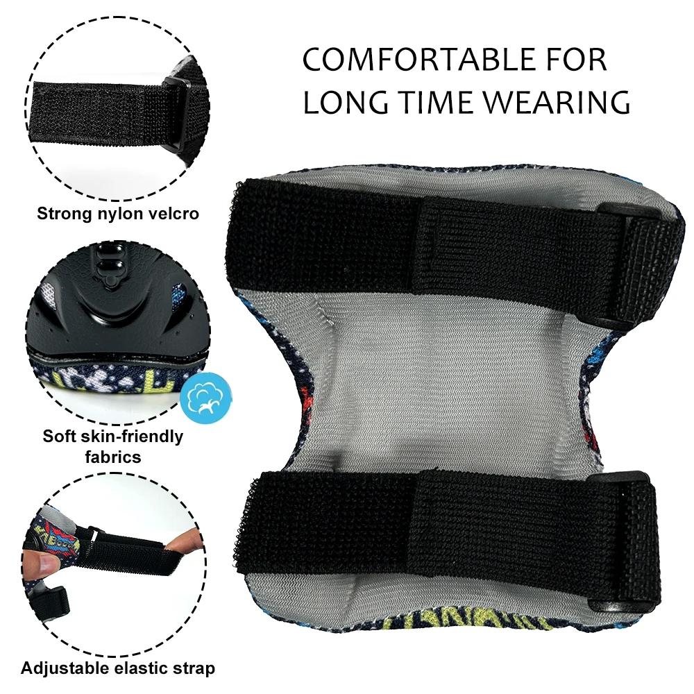 6Pcs Knee Pads,Elbow Pads & Wrist Guards For Kids - Protective Gear For Skateboarding,Rollerblade,Scooter - Multi Sport Pad Set