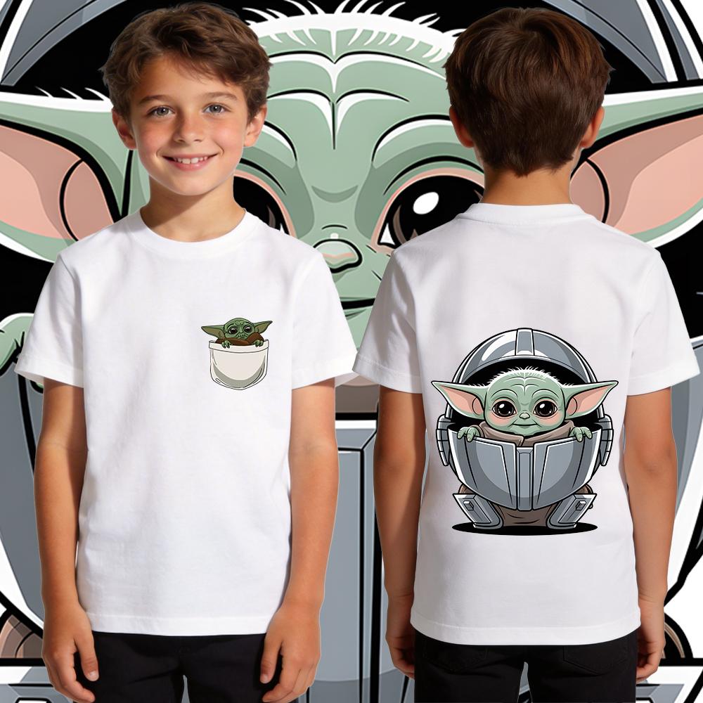 Kids Boys Yoda Graphic T Shirt Cotton Casual Soft Breathable Star Wars Child Clothing Summer Top Toddler Tee