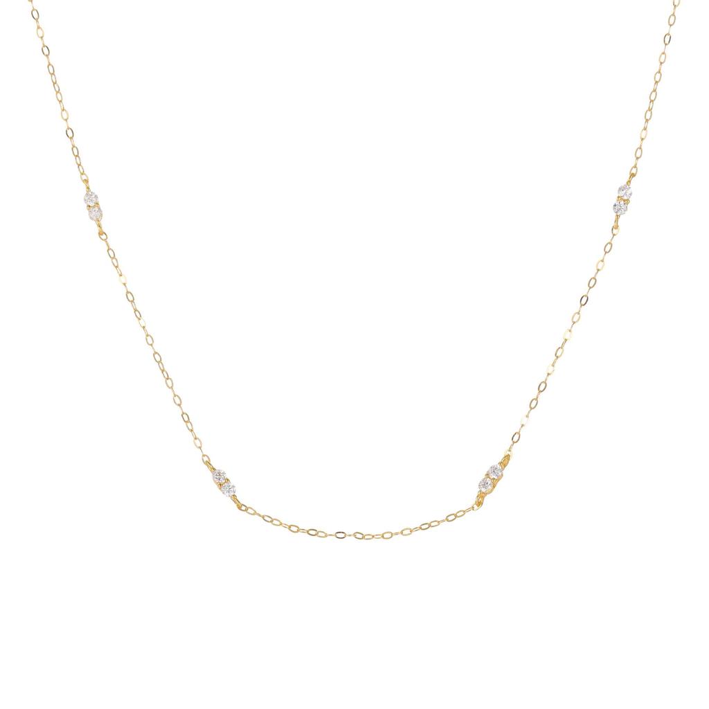 18K Gold Plated S925 Sterling Silver Teardrop Zircon Necklace for Women, Minimalist Clavicle Chain