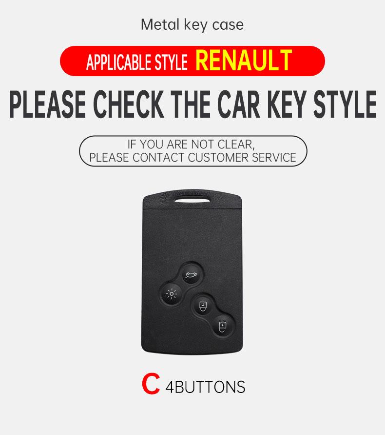 Interior Mouldings Car Key Case Cover For Renault Duster Captur Clio Logan Megane 1 2 3 Koleos Scenic Renault GT Zinc Alloy Keyc