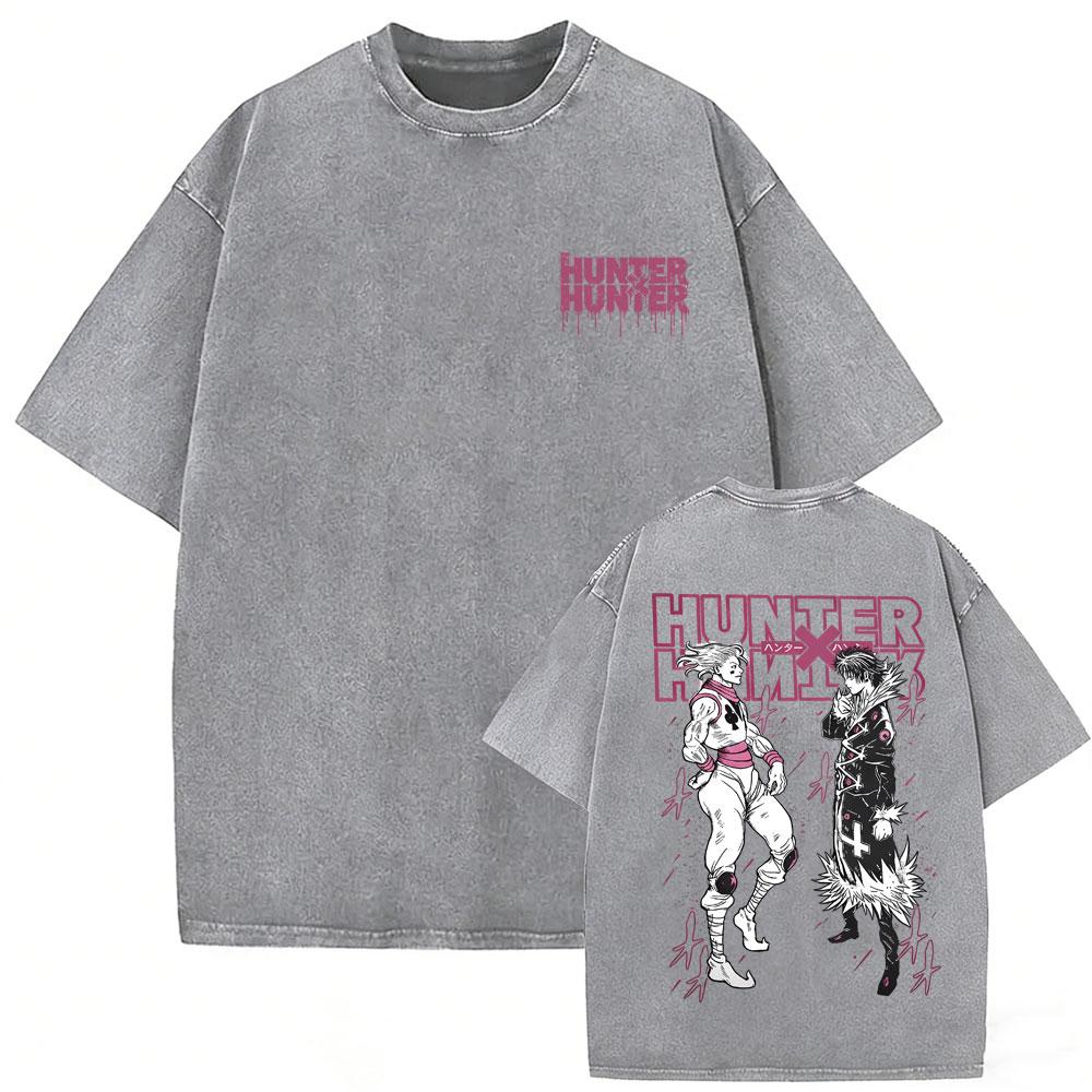 Washed Vintage Anime Hunter X Hunter T-shirts Manga Gon Freecss Graphic T Shirts Men Women Retro Cartoon Oversized Streetwear