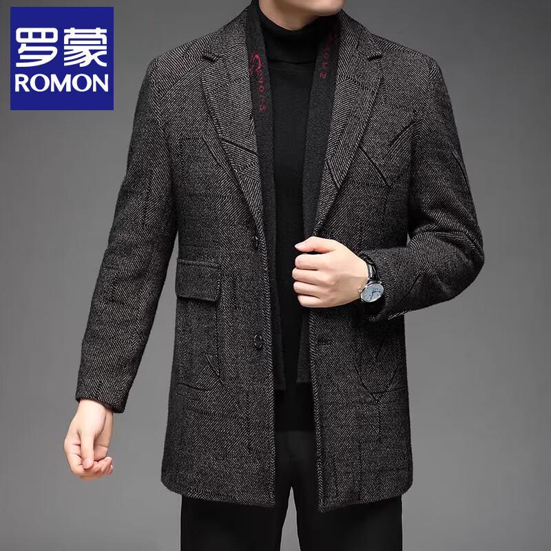Romon Men's Winter Wool Blend Trench Coat