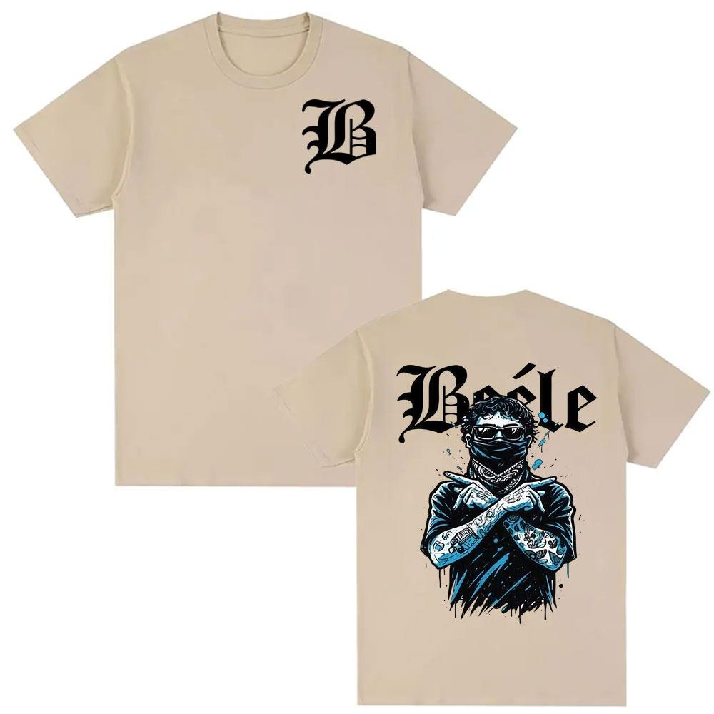 Rapper Beele Borondos Album Tour Print Tshirt for Men and Women Harajuku Fashion 2026 Spring summer new Pure Cotton Tshirt