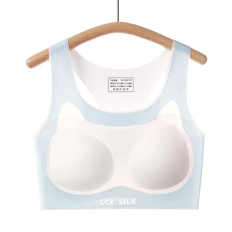 Girls Underwear Youth Development Girls Students Junior High School Girls Girls Small Vest Traceless Sports Bra M( 32.5-40kg ) синий