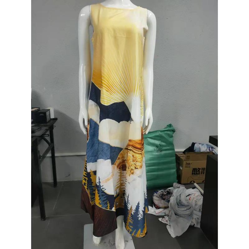 YYFS Damenmode Sommer Frühling Druck Ärmellos O-Ausschnitt Freizeitkleider