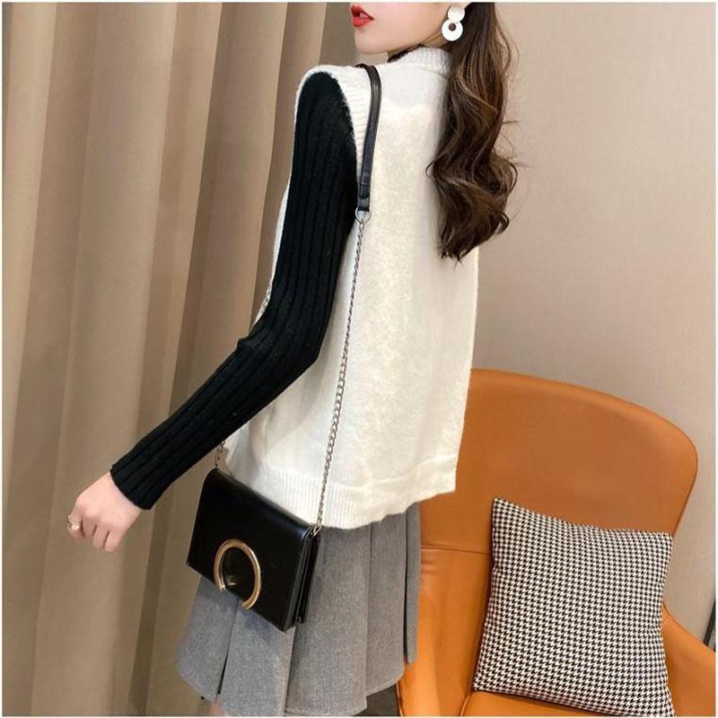 Vestă de primăvară și toamnă Vestă cu decolteu în V Vestă tricotată Pulover lejer fără mâneci