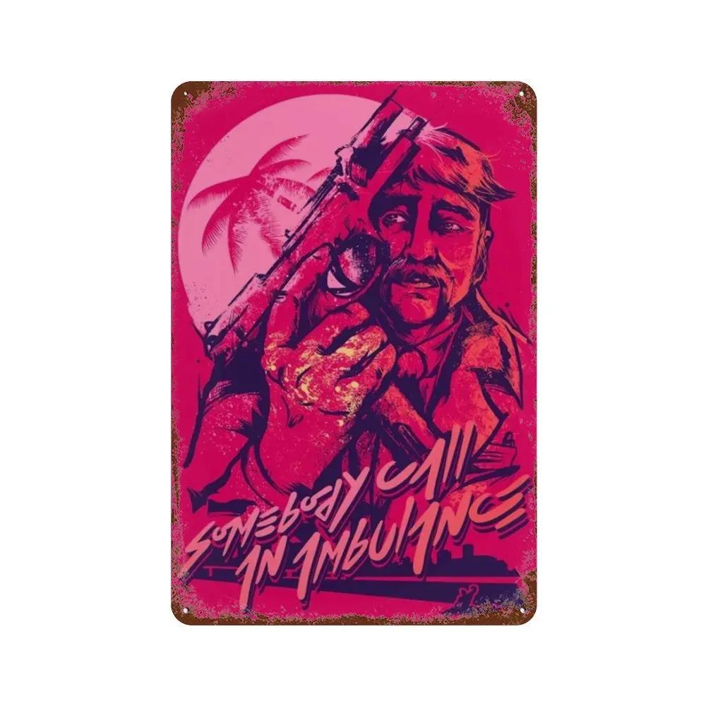 Poster Hotline Miami Hot Classic Adventure Game Posters e Placa de Metal Sinal de Lata Arte de Parede Placa Decoração Man Cave Decoração de Casa estúdio