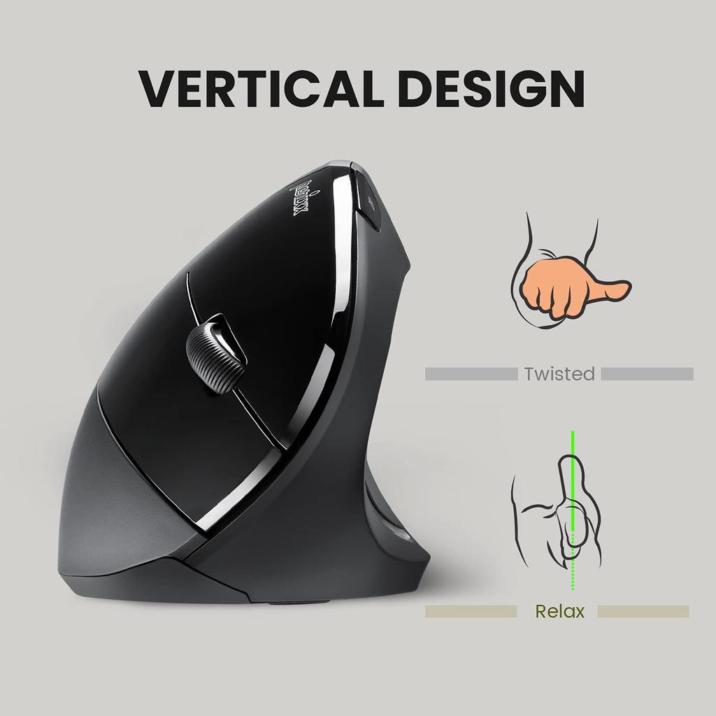 Perix PERIMICE-713 Wireless Ergonomic Mouse for Right Handed Users, Features Ultra-Small Nano Receiver, Power Switch, and Comfort for Extended Use