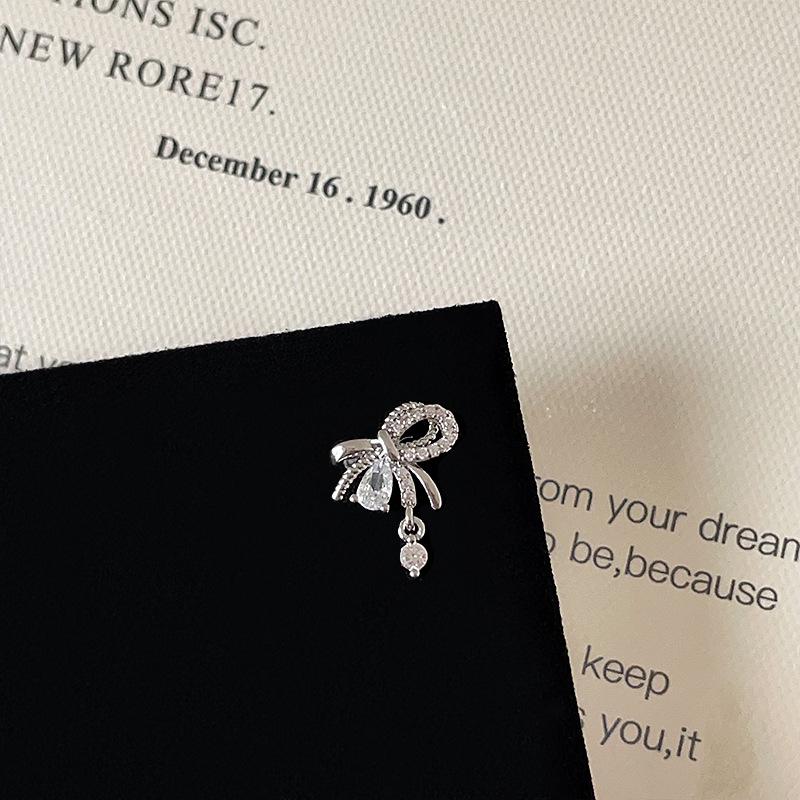 Zircon Bowknot Heart Cartilage Earrings: Chic, Versatile, Simple Earrings for Women