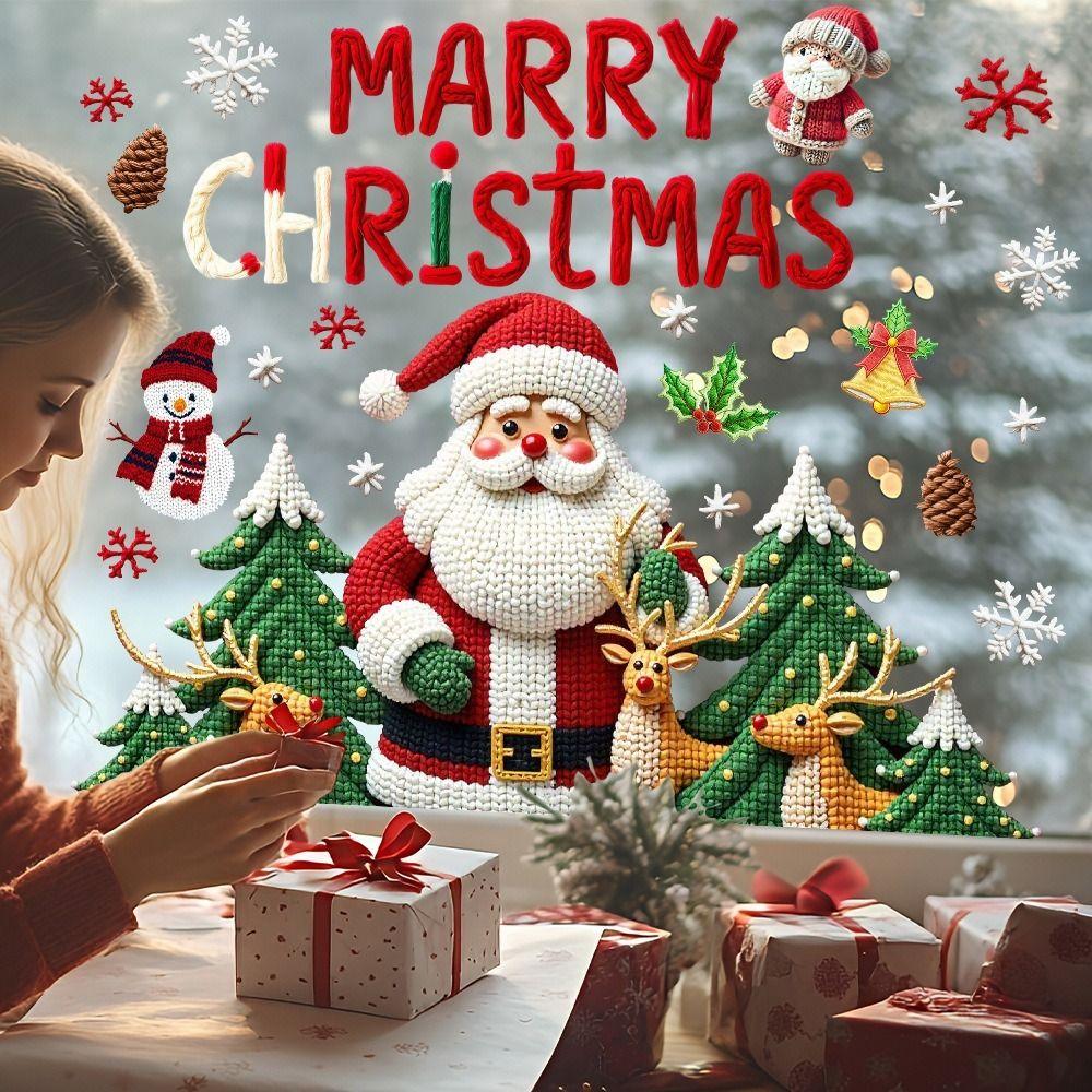 Snowflake PVC Christmas Window Stickers Electrostatic Whole Sheet Christmas Window Decals Reusable Xmas Wall Sticker Glass Doors