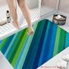 Tappetino da Bagno in Flanella Stampato a Righe Oceaniche con Design Degradé Verde Blu Morbido Antiscivolo per Bagno o Decorazione della Casa