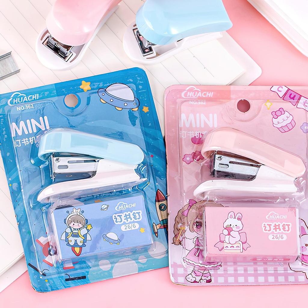 1 Set Mini Capsatoare Culoare Macaron, include 1000 buc Agrafe și Coadă de Scos Agrafe, Unelte de Legat Metalice Ușoare cu Economie de Efort