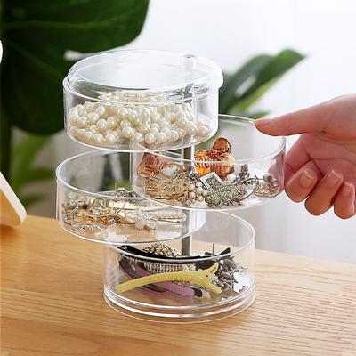 Transparent Storage Box Rotatable Jewelry Storage Box Multi-layer Princess Style Jewelry Hairpin Small Jewelry Box