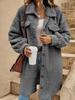 New European and American winter open-button lapel plush jacket loose temperament long coat women