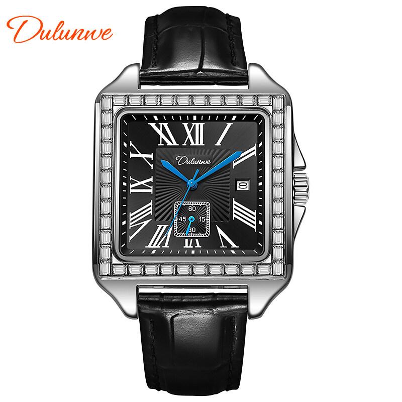 Dulunwe Fashionable Business Luxury Automatic Date Waterproof Square Dial Retro Automatic Mechanical Men's Watch