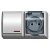 Ospel Fala - Single, Illuminated Surface-mounted Switch + Surface-mounted Socket ZH-Ł1SG/00/d