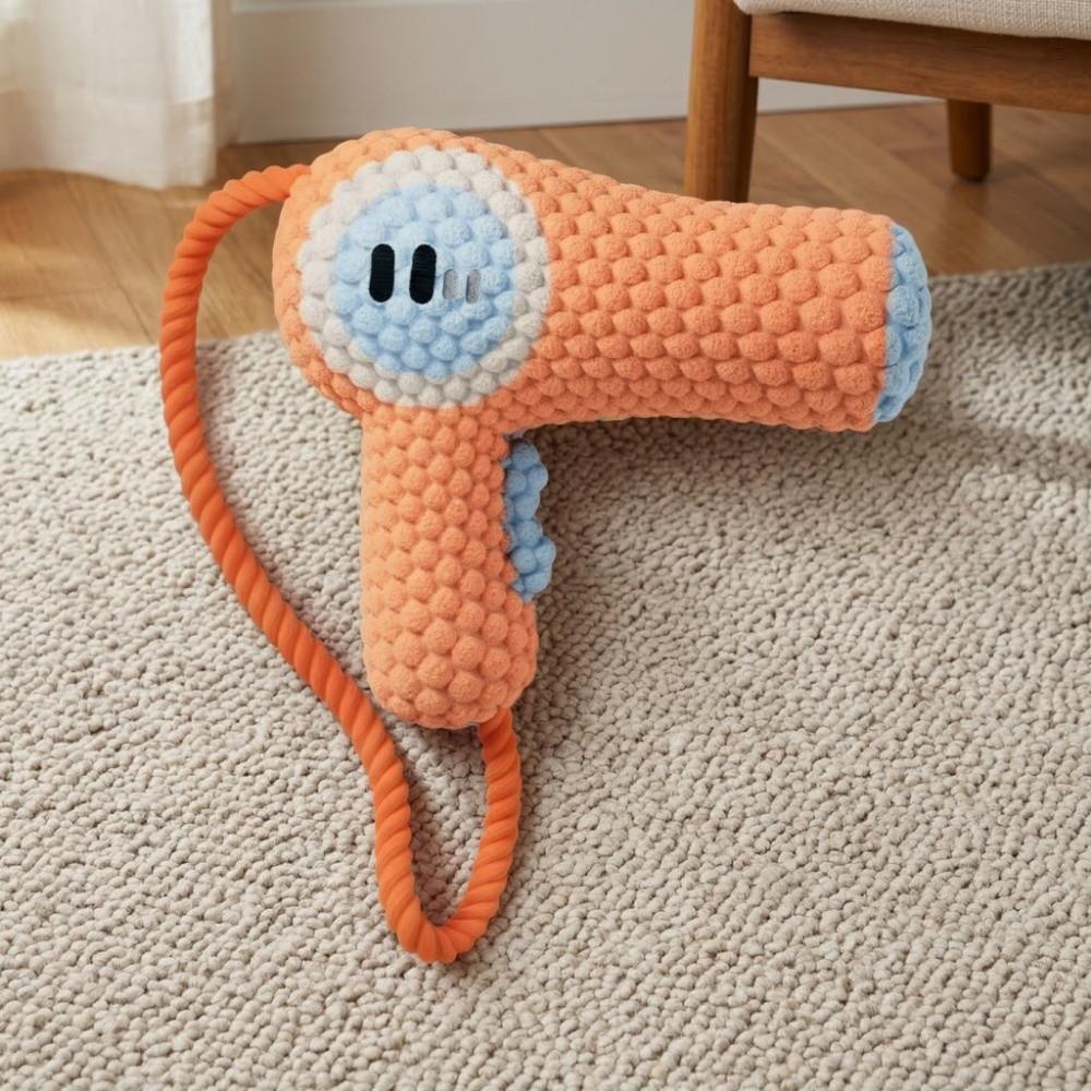 Hair Dryer Shaped Dog Chew Toy Durable Chew Squeaky Dog Toy Plush Dog Toy  Boredom Relief