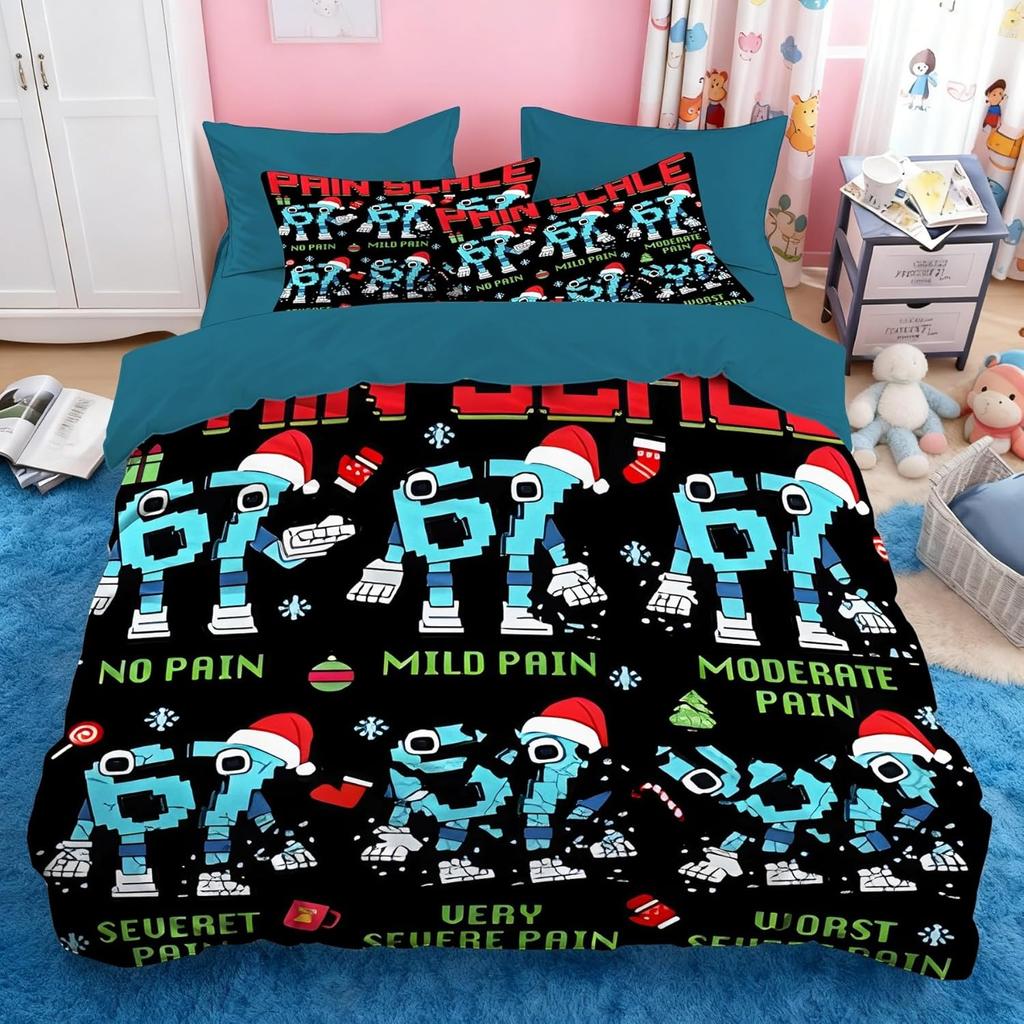 Animacinis spaudinys Šeši Septyni 6 7 Antklodės užvalkalas ir pagalvės užvalkalas 135x200cm, Paaugliams ir suaugusiems Viengulis Dvigulis Karalienės dydžio patalynės komplektas, Dovana