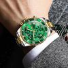 OLEVS Men's Watch, Gold and Silver, Analog, Quartz, Water-Resistant, Men's Watch, Green