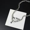 Men's Trendy Cross Pendant Titanium Steel Double-Layer Necklace - Cool Niche Design Clavicle Chain