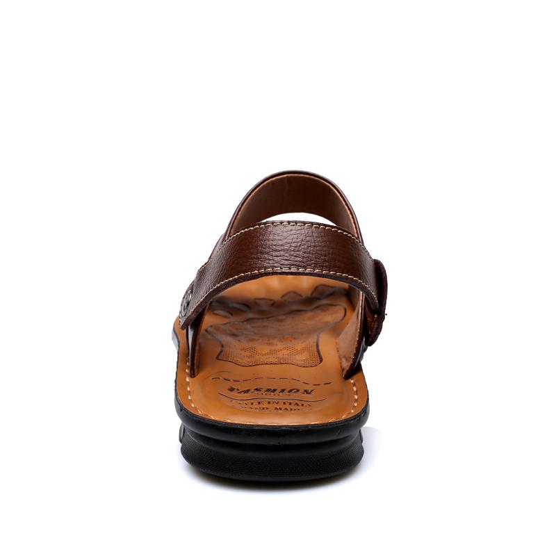 Men Summer Sandals Genuine Leather Comfortable Slip-on Casual Sandals Fashion Men Slippers