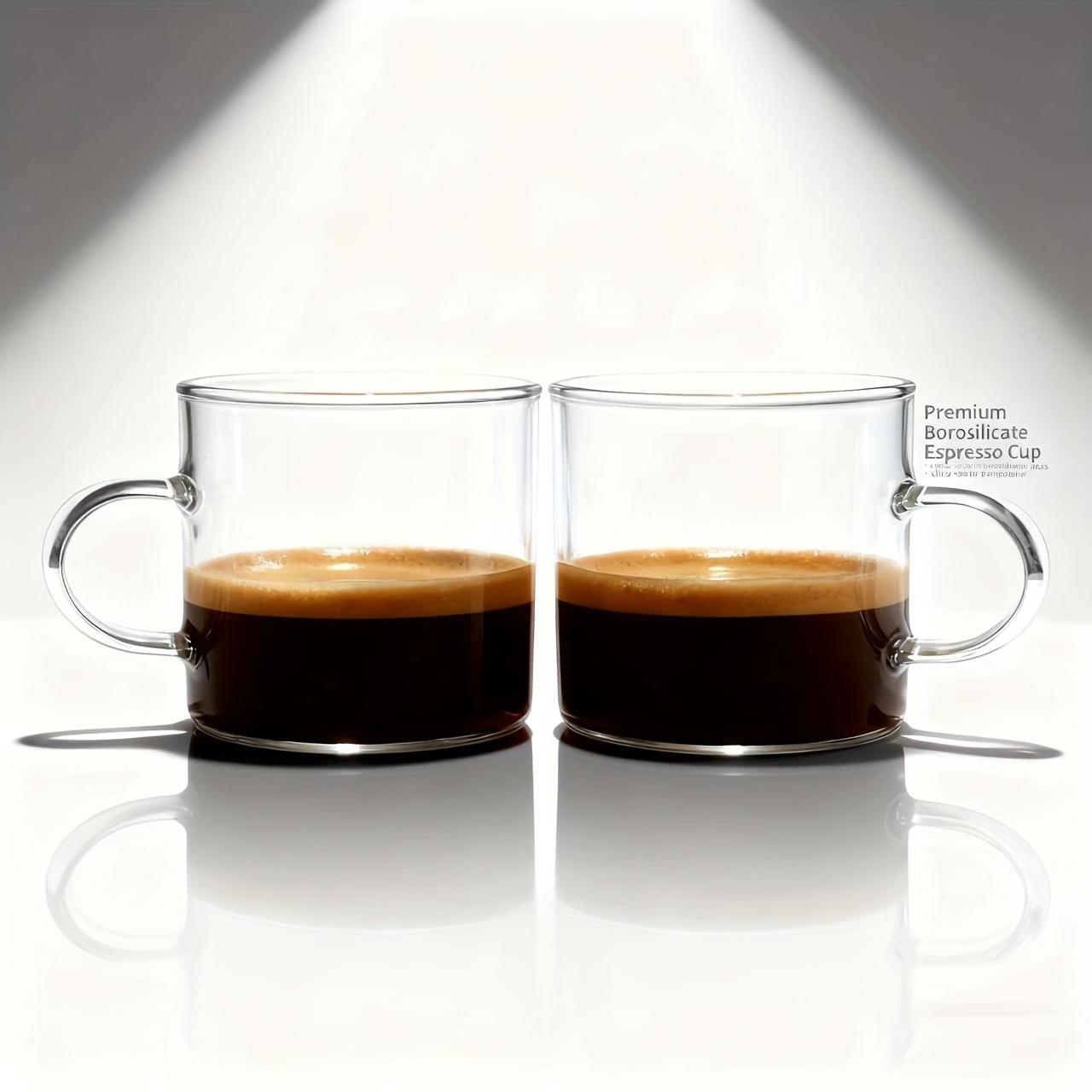 

2PCS Glass Espresso Cup with Handles - Transparent Cappuccino Mugs for Coffee Makers & Outdoor Use Accessories for Home Travel 110ML
