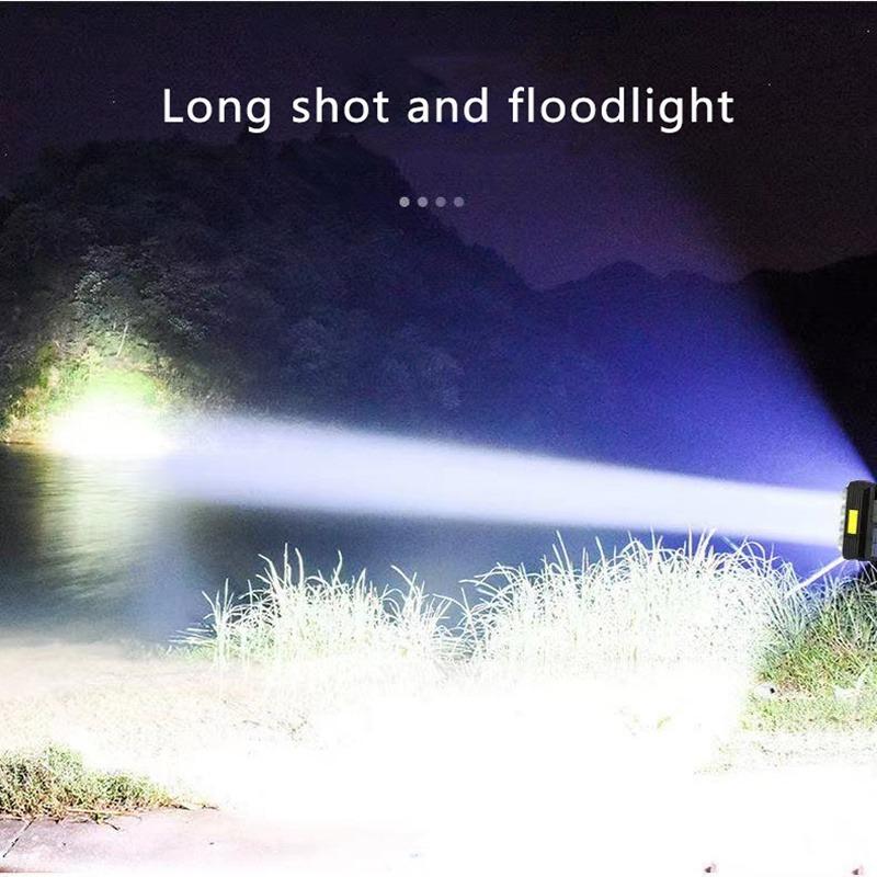 Outdoor Solar Strong Light LED Flashlight Portable Searchlight USB Rechargeable Waterproof Drop Resistant LED Camping Emergency