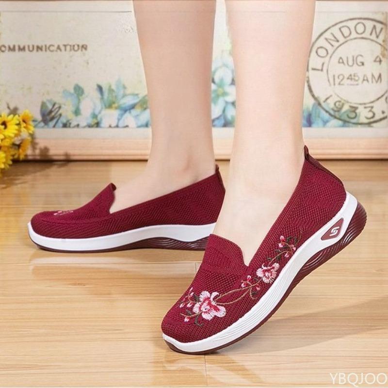 Fashion Spring summer women's retro ethnic style embroidered shoes breathable flat bottom simple comfortable daily women's shoes