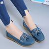 Large Size 44 Leather Single Shoes Flat Heel Soft Sole Doudou Shoes Hot-selling One-pedal Women's Shoes Cowhide Mother Shoes