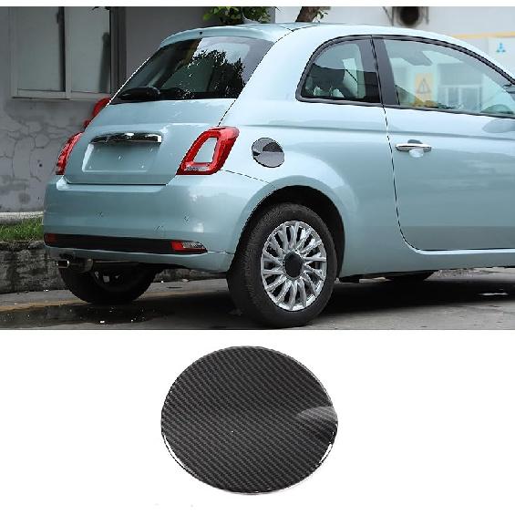 Крышка топливного бака автомобиля, совместимая с Fiat 500 2016-2024, черная наклейка на крышку топливного бака из АБС-пластика, внешняя защита крышки топливного бака автомобиля Carbon Fiber Pattern
