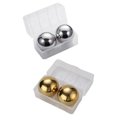 2 Pieces Ice Spheres Easy To Use Stainless Steel Reusable Beverage Chilling Rocks Ice Cubes for Husband Dad Bar Drinks Vodka