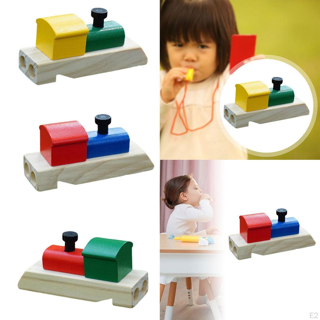 Wooden Train Whistle Flute for Party Supplies Goodie Bag Filler Gifts Green Yellow