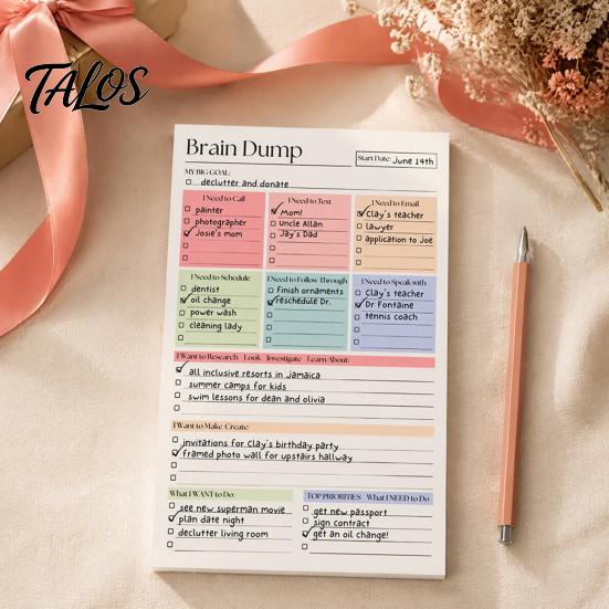 Professional Project Tracking Book A5 To-Do List Notebook, 50 Page Daily Planner And Brain Dump Journal, Multi Purpose Memo Sturdy Binding