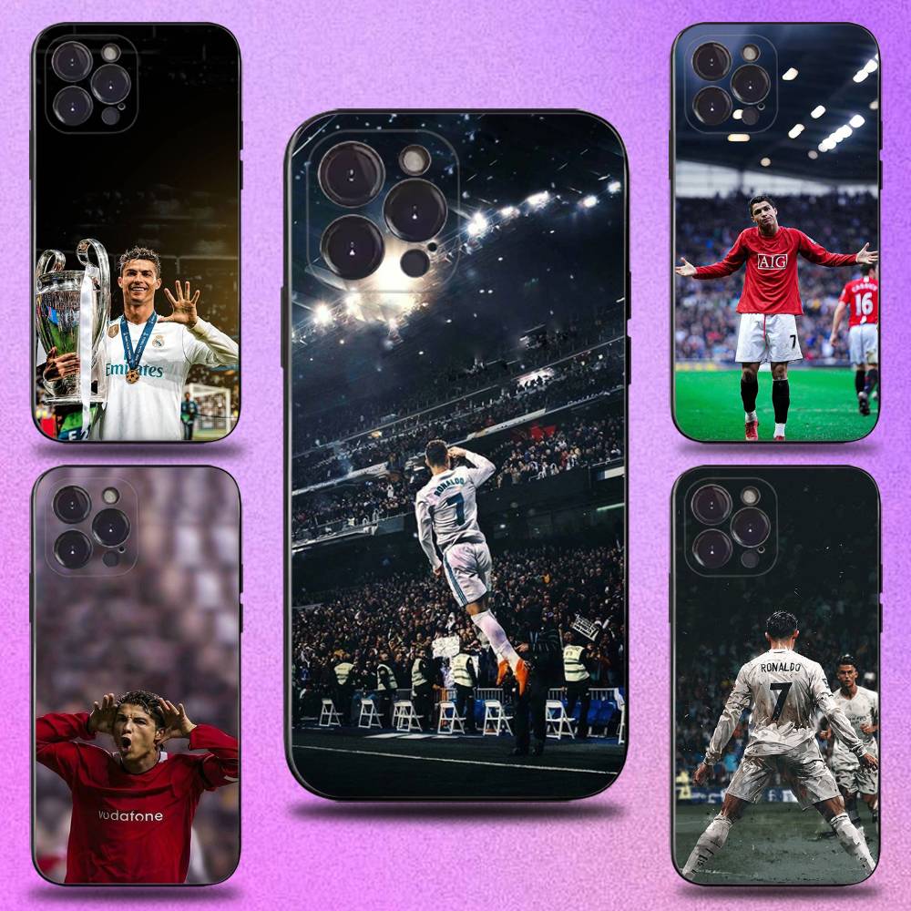 R-Ronaldo Cool CR7 Football Phone Case For iPhone 16,15,14,13,12,11 Plus,Pro Max,XS,X,XR,SE,Mini,8,7,Soft Silicone Black Cover