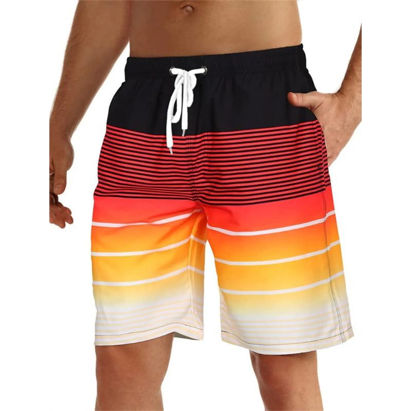 New Men's Beach Shorts Fun 3D Striped Print Swim Trunks Fashion Summer Loose Casual Pants Boy Girl Unisex Gym Board Shorts