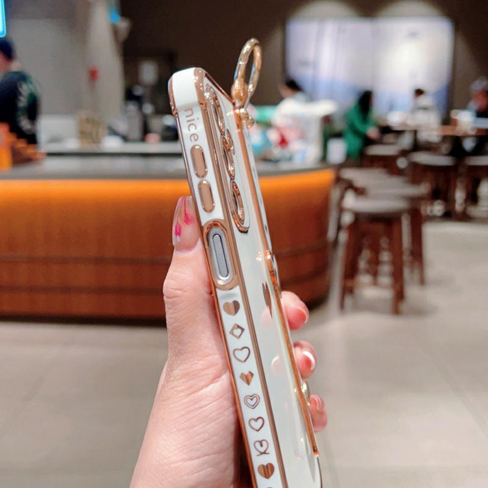 Für Samsung Galaxy A16 5G/A16 4G Hülle Armband Ständer Liebesherz TPU Handyhülle Fingerhalter