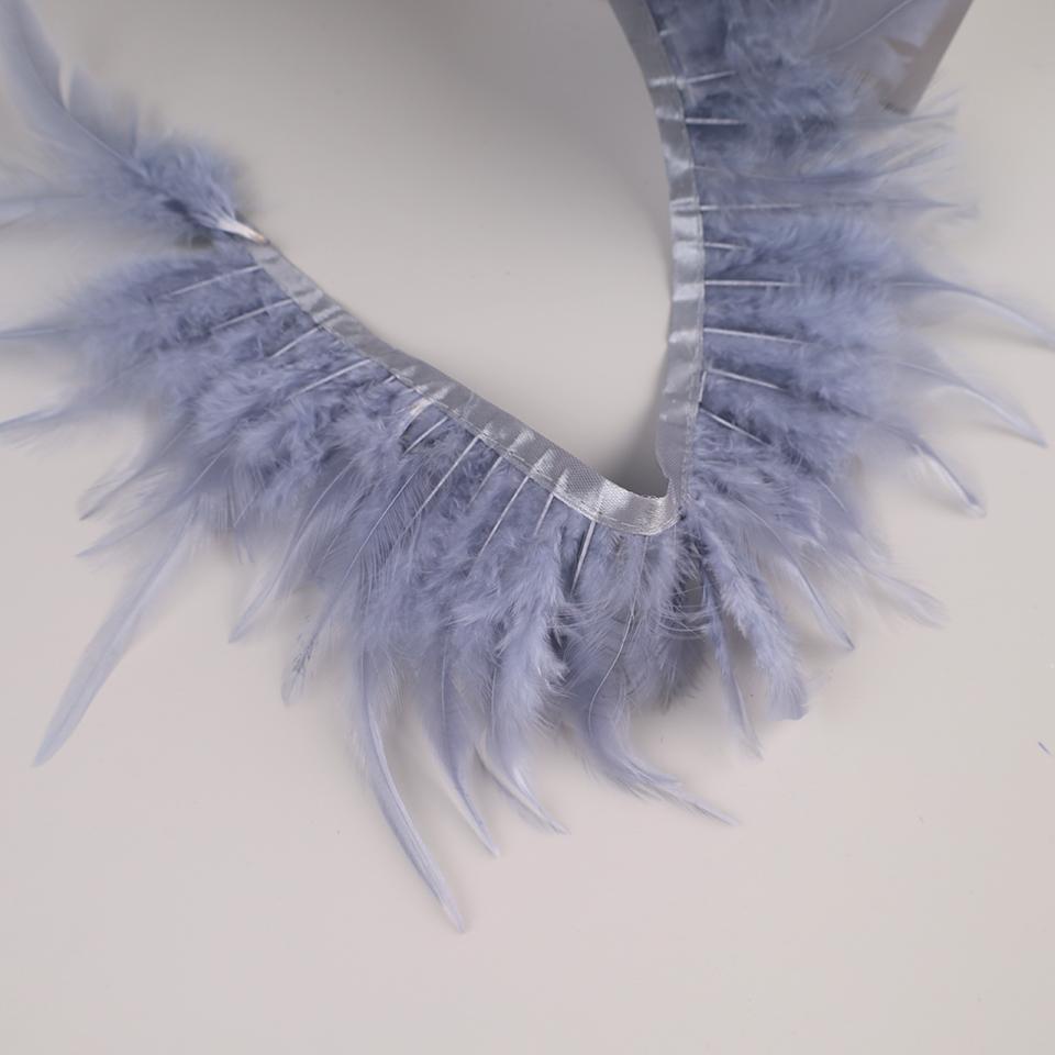 10Meters Hackle Feather Trim Rooster Neck Feather Ribbon Pheasant Feathers Fringe for Crafts Accessories Sewing Decoration