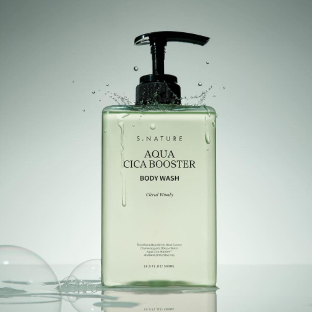 

S-NATURE Aqua Cica Booster Body Wash 500ml Soothing & Hydrating Deep Cleansing Care