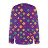 Women's Mardi Gras Print Long Sleeve Knit Cardigan Button Jacket