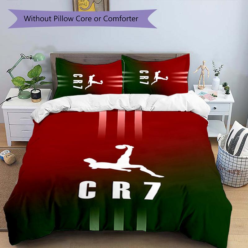 Set di biancheria da letto con motivo Cristiano Ronaldo da 3 pezzi, set copripiumino include copripiumino e federe, decorazione perfetta per la camera da letto in ogni stagione e regalo
