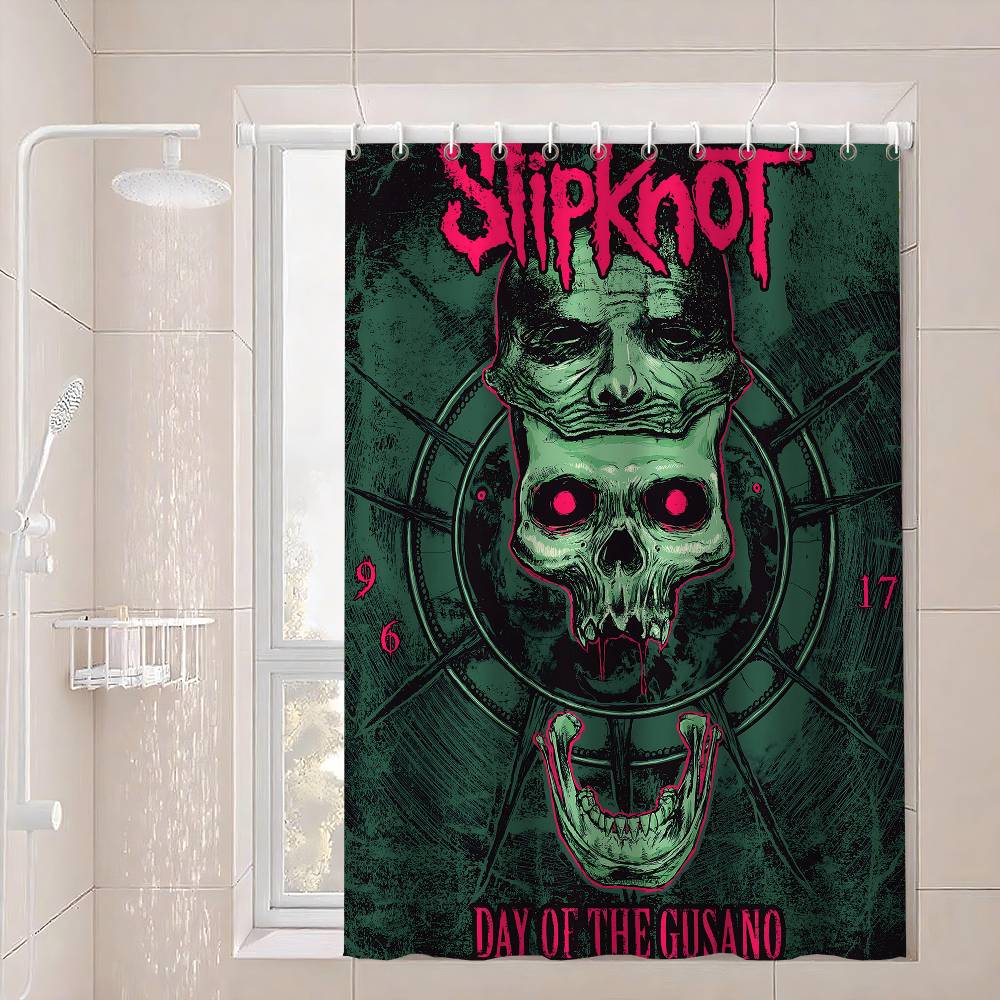 S-Slipknot Rock Logo Waterproof Fabric Shower Curtain Bathroom Decoration Curtain Home Hawaiian Style Shower Curtain