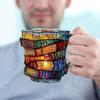 Creative 3D Book Stack Coffee Mug 11oz Capacity Resin Painted Book Mug With Stainless Steel Inner Liner Colorful