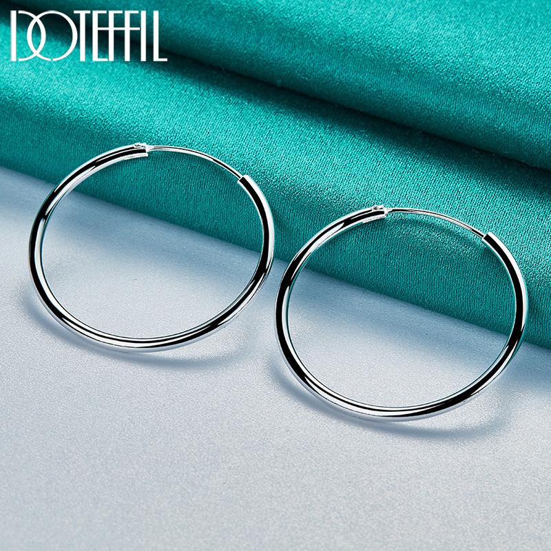 Silver Fashion Jewelry 50mm Round Hoop Earrings