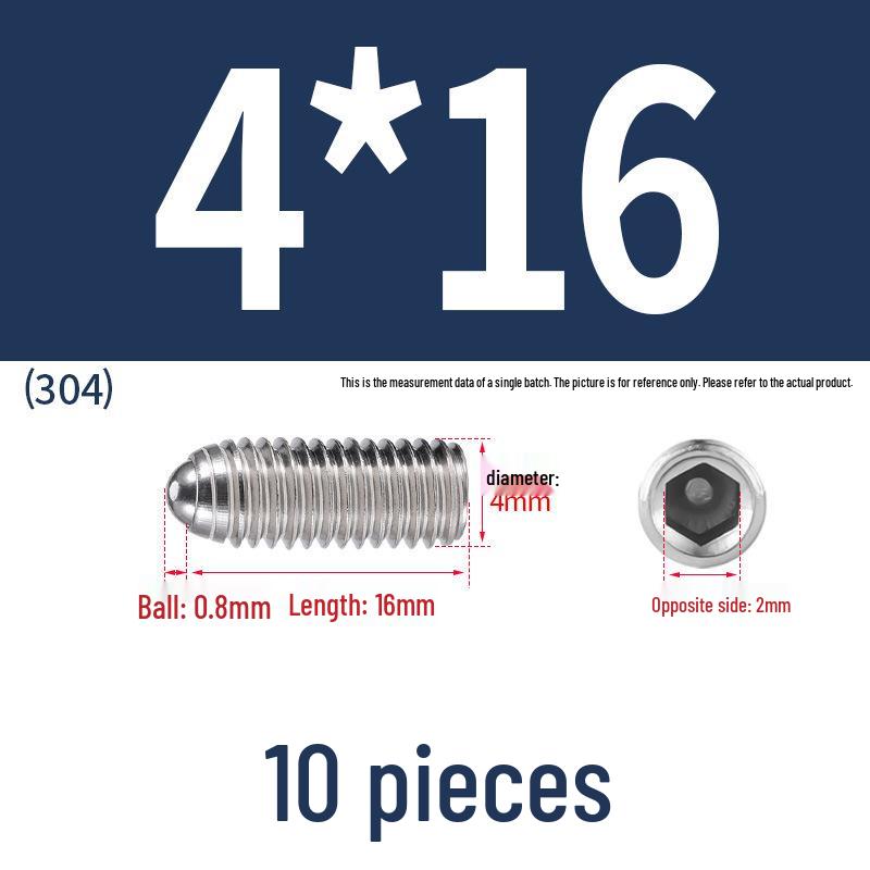 Stainless Steel Ball Plunger Set: M2.5-M16 Ball Screw Positioning Spring Plunger