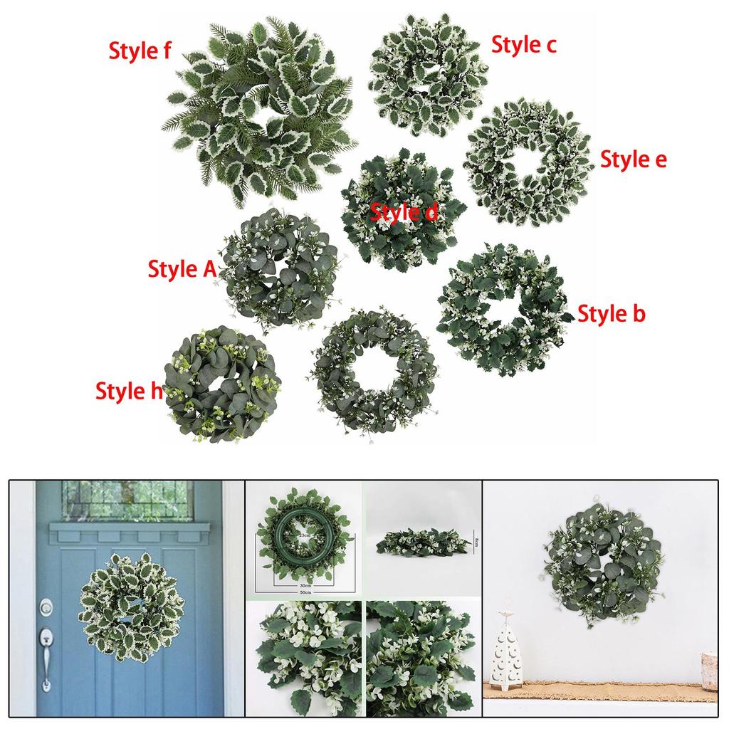 Front Door Eucalyptus Wreath Durable Home Decoration Garland Decor Fall Wreath Outdoor for Party Porch Farmhouse Window Festival