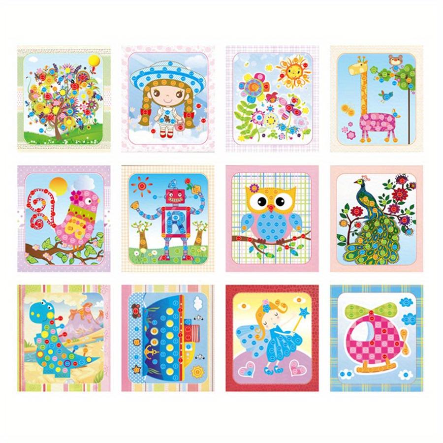 5/10pcs Button Mosaic Art Painting Kit DIY Cartoon Design Sticker Crafts Home Decorative Painting Back to School Gift Reward JXB