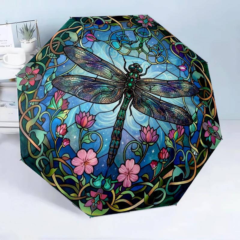 Dragonfly Artwork Design 8-Frame for Travel, Camping, Casual Lightweight Portable Umbrella, Essential for Every Family Holidays Birthday Gift