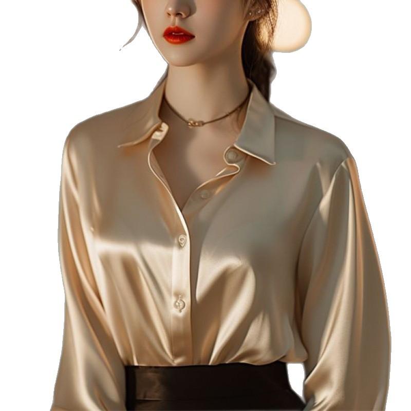 Retro Unique and Chic Purple Shirt Top for Women Spring Design Sense Niche Professional Temperament