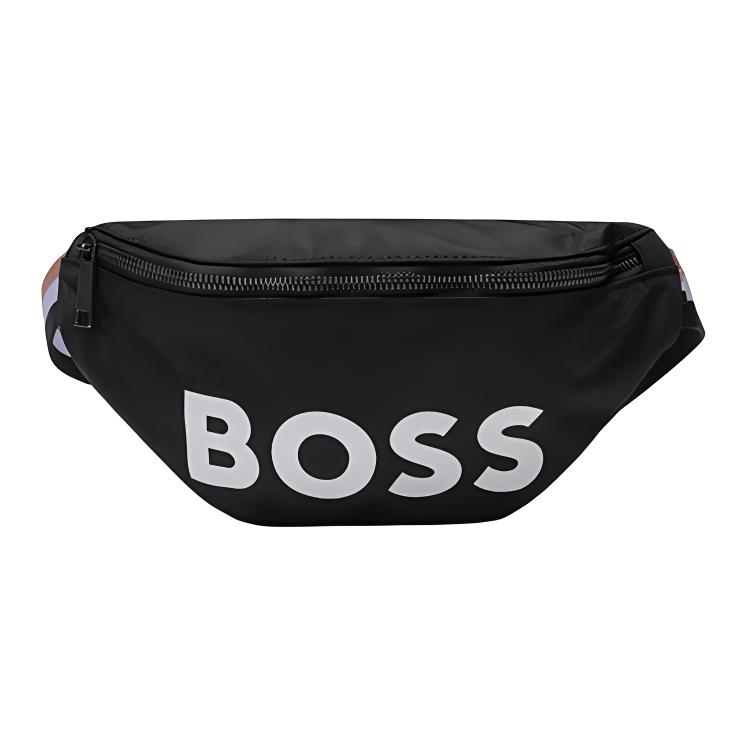 Hugo Boss Logo Print Polyester Chest Bag Men bags Black 50470959-002 Basic Set (Bag+Dust Bag)